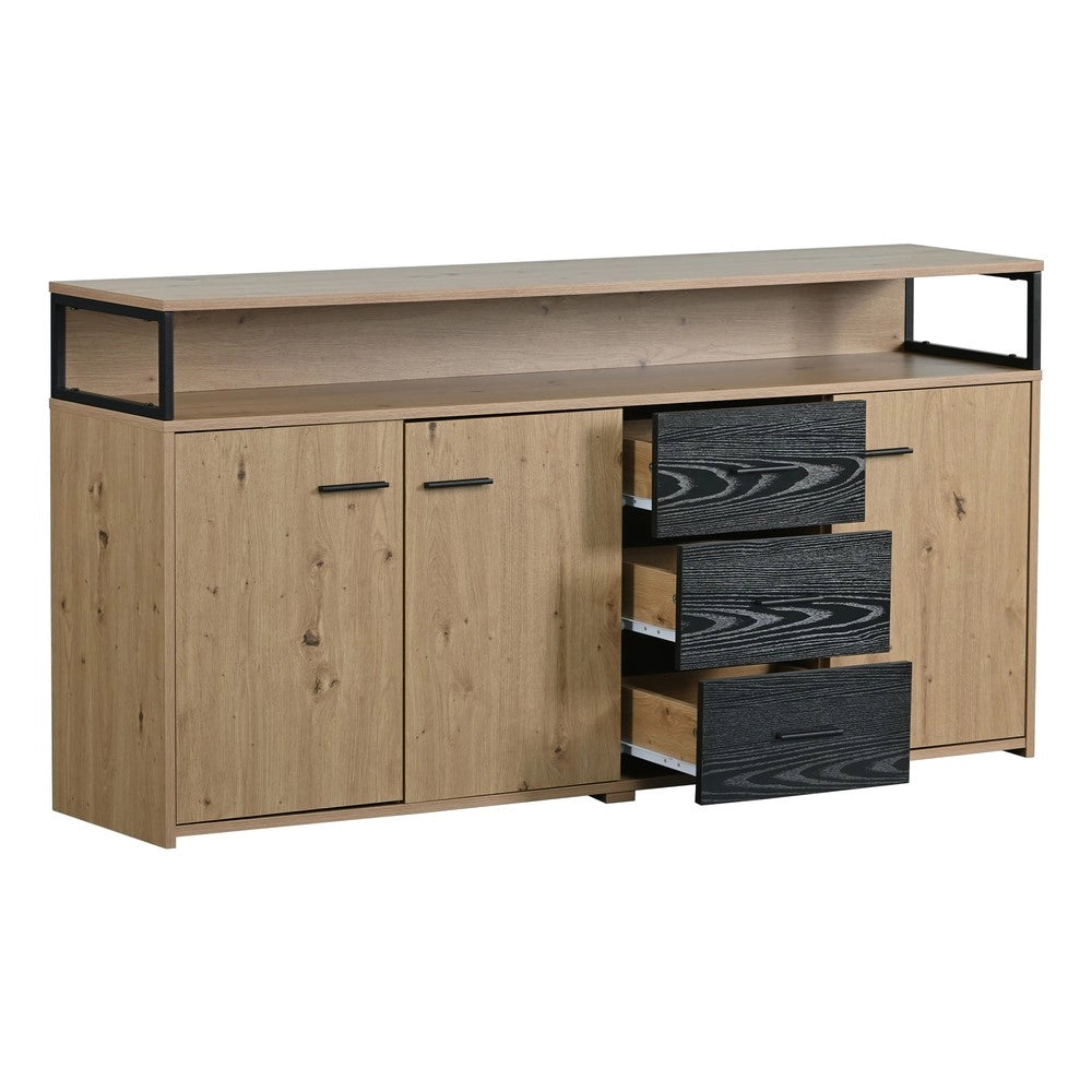 Credenza Industriale 3 Ante e 3 Cassetti con Maniglie in Metallo ¨C MINIMAL ¨C 150x35x75.9cm