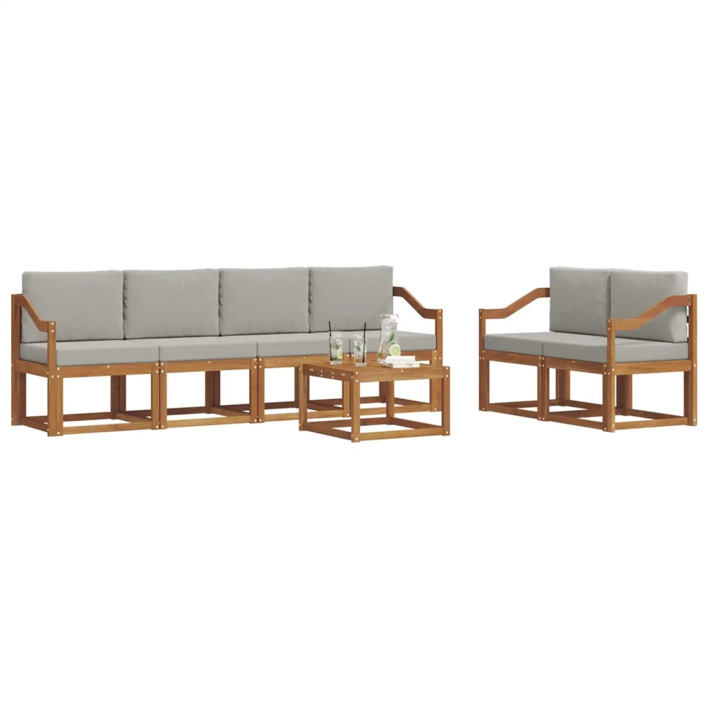 Set di divani da esterno 7 pcs Grigio Naturale e Chiaro 3366059