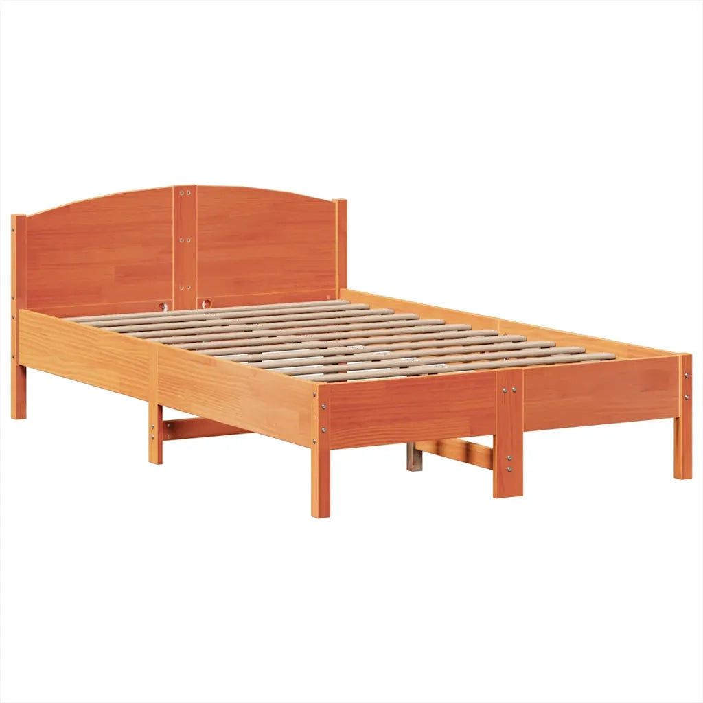 vidaXL Letto Libreria senza Materasso Marrone Cera 135x190 cm in Pino