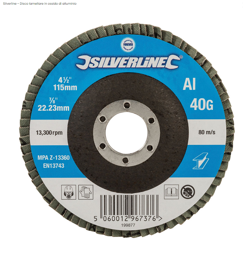 Disco Silverline - lamellare in ossido di alluminio 115 x 22,23 con grana da 40 60 80 - g 80