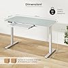 Scrivania Regolabile in Altezza con Cassetto, Scrivania con Piano in Vetro, 2 Posizioni di Memoria e Porte USB Tipo-C, Scrivania per Ufficio e Casa, 120 x 60 x 73-118 cm (Bianco)