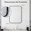 Specchio da Parete, Specchio da Bagno Rettangolare Moderno 70 x 50 x 2 cm con Cornice in Alluminio, Viti di Espansione per Sogiorno, Camera da Letto e Ingresso, Nero
