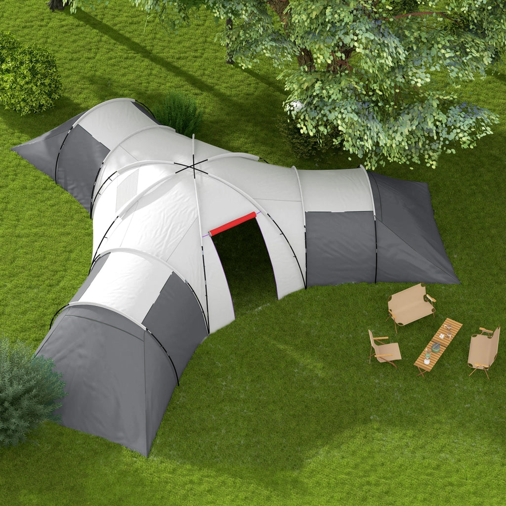 Tenda da campeggio per 6-9 persone, 4 stanze, grigio, impermeabile ¨C zephmum ¨C 615x615x225 cm