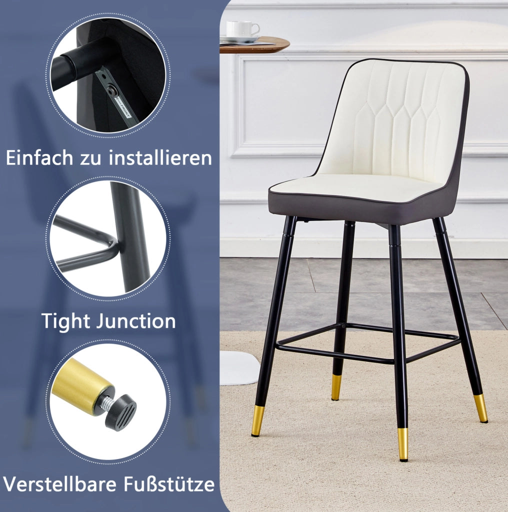 Set di 2 sgabelli da bar 100 cm in PU bianco e grigio scuro