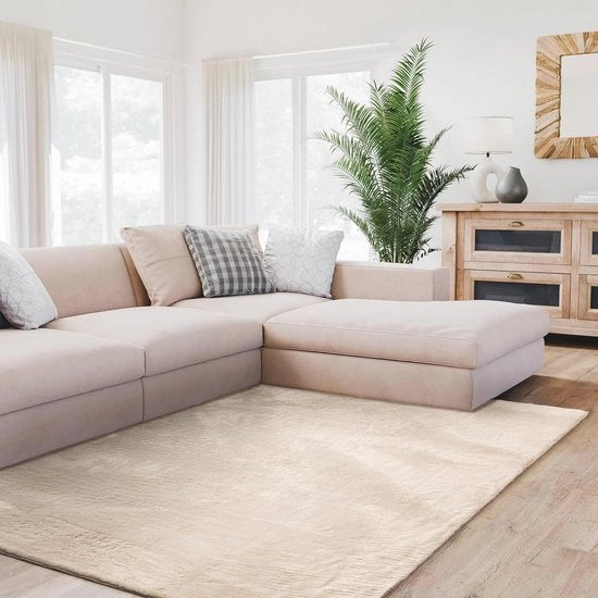 Tappeto Alto 80x150 cm – Beige e Lavabile con Superficie Antiscivolo Posteriore