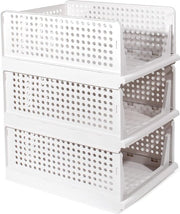 Organizzatore per armadio, armadio, 3 pezzi, scatola di archiviazione pieghevole, sistema di archiviazione per cassetti, armadi e armadietti (bianco)