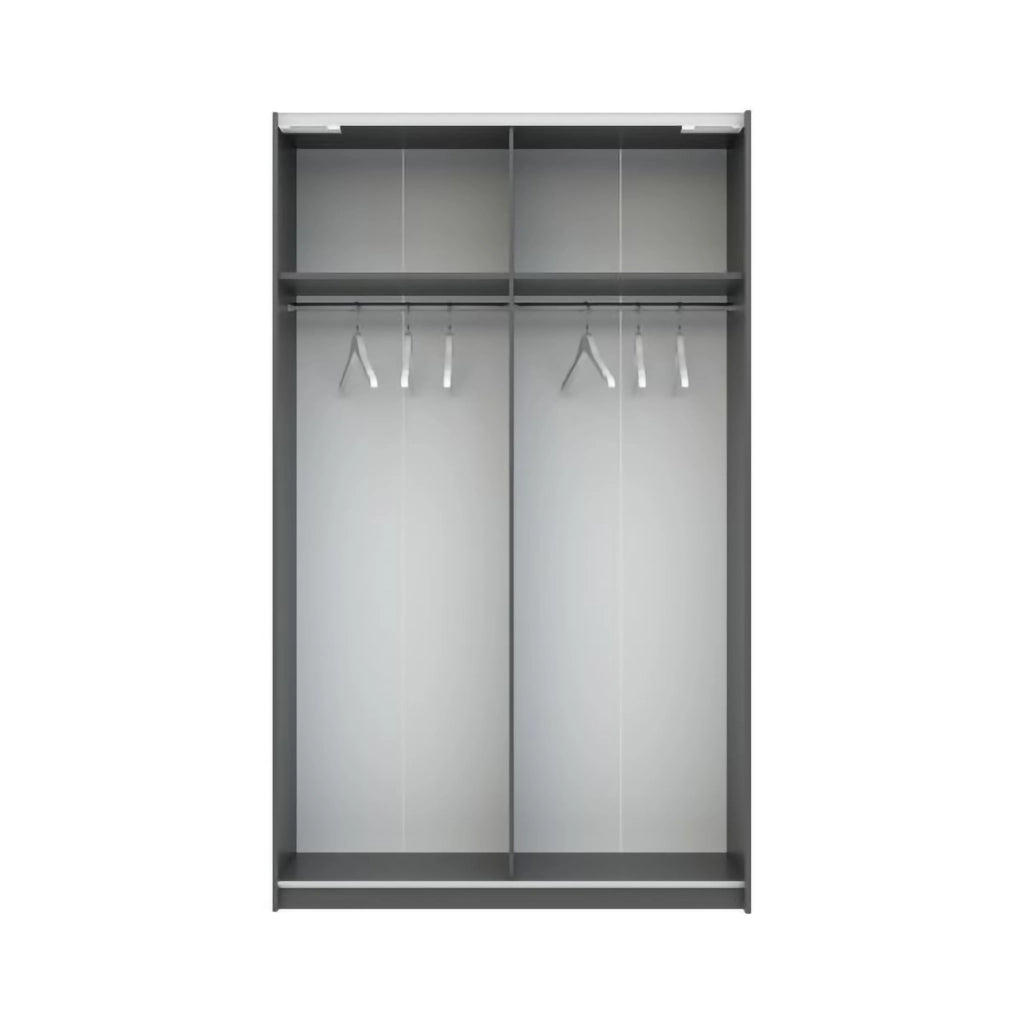 Armadio Camera da Letto Maba, Guardaroba 2 Ante 2 Ripiani, 120x204h cm Nero Antracite
