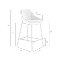 Sgabello in tessuto grigio ed ecopelle nera