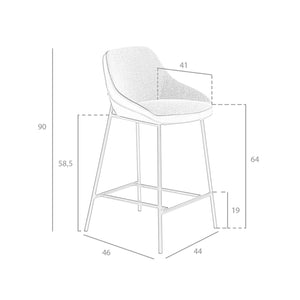 Sgabello in tessuto grigio ed ecopelle nera