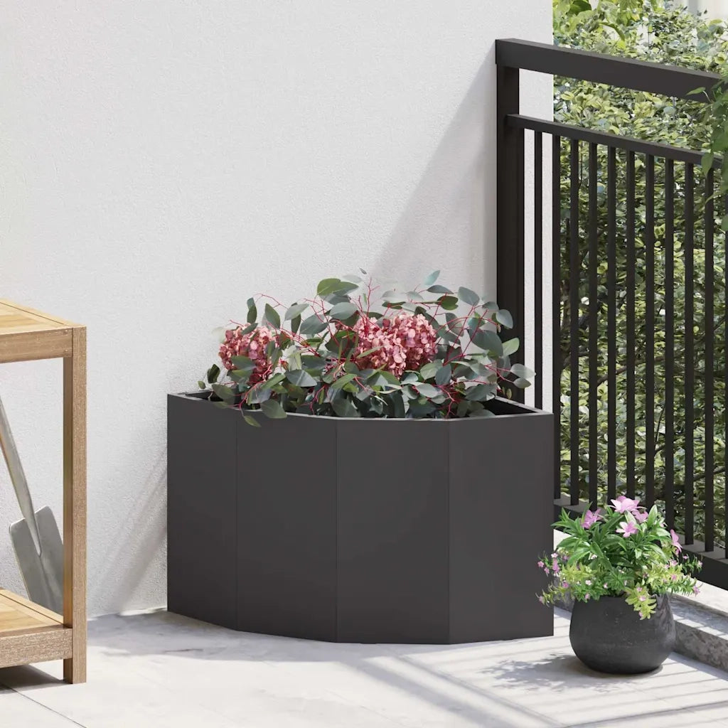 Fioriere | Cassetta per fiori | Vaso d'angolo Nero 45 x 45 x 35 cm Acciaio