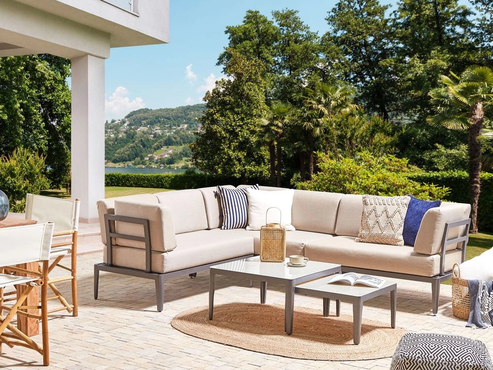 Set di copricuscini da giardino da seduta beige cuscini da esterno