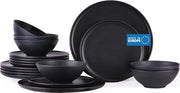 Servizio da Tavola in Stile Scandinavo per 6 Persone - 18 Pezzi in Ceramica Nera Opaca, 100% Europa