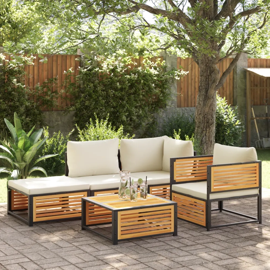 vidaXL Sedia da Giardino con Cuscini in Legno Massello di Acacia