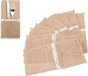 20 pezzi di contenitori per oggetti di uso quotidiano in juta naturale con cerniera per posizionamento di posate - contenitore per posate - decorazioni per feste e matrimoni.