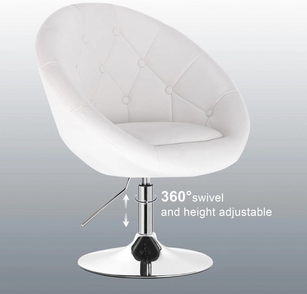 Poltroncina da Bar Sgabello Girevole Sedia con Schienale Braccioli in PU Altezza Regolabile Bianco