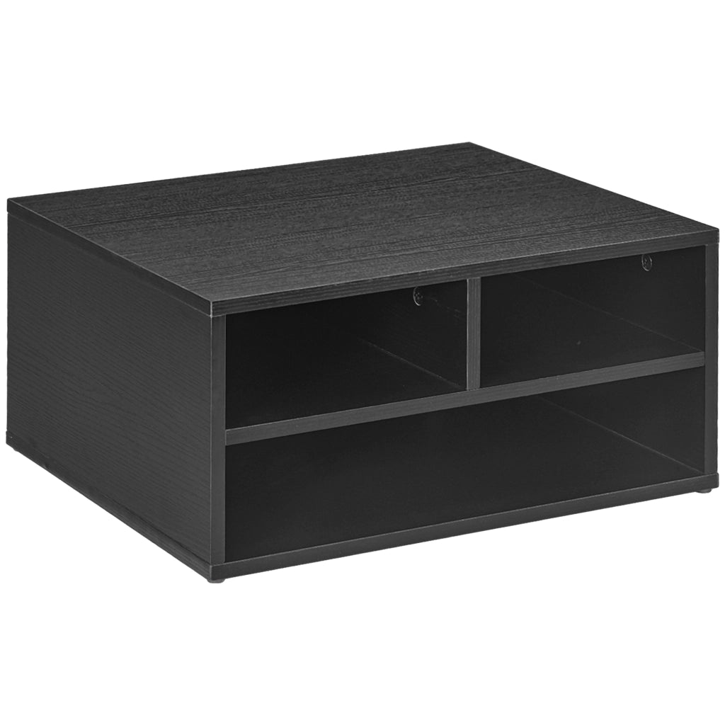 Mobile Porta Stampante con 3 Ripiani a 2 Livelli 47x40x22,5 cm in Truciolato Nero