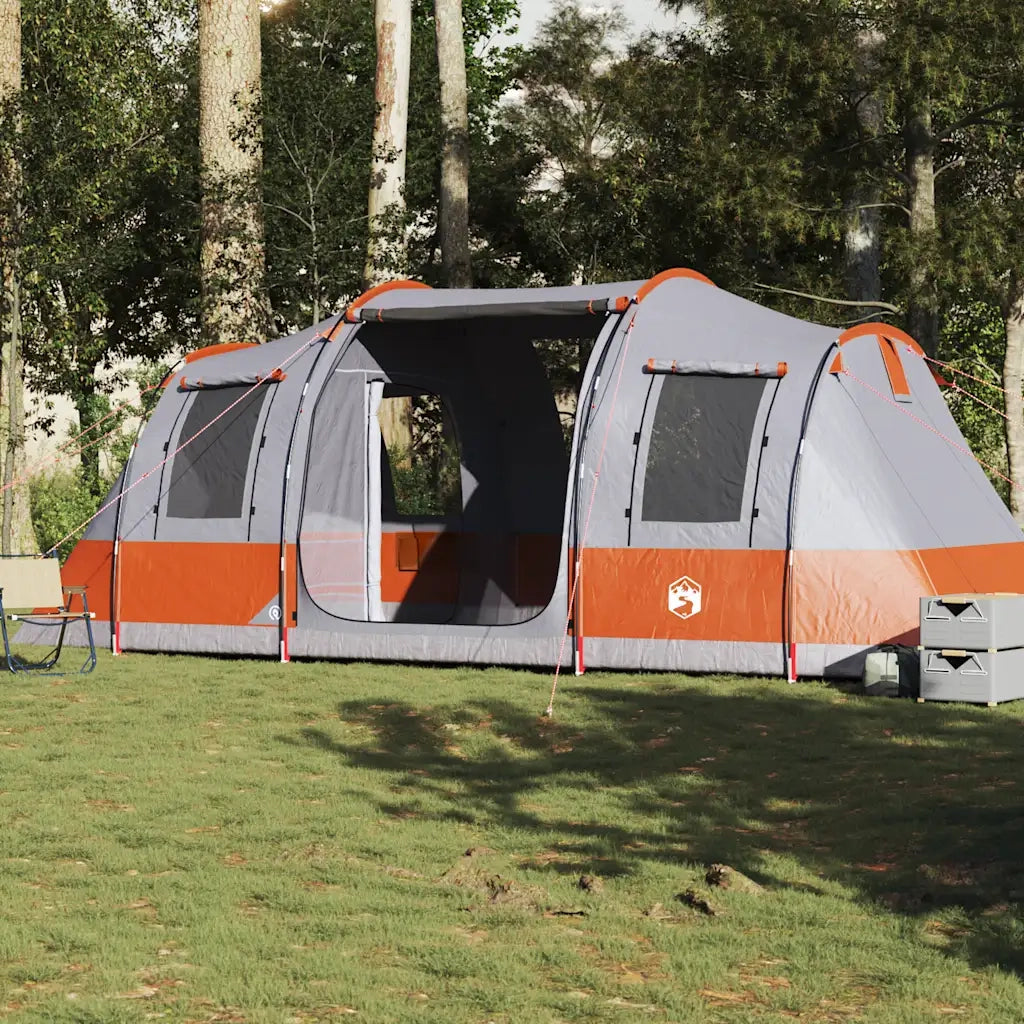 vidaXL Tenda da Campeggio a Tunnel per 4 Persone Grigio e Arancione