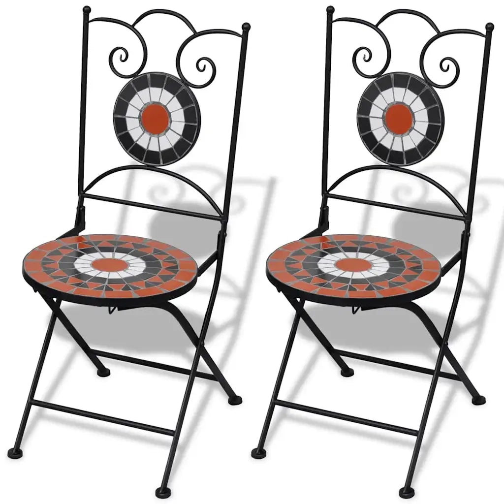 Sedie da Bistrot Pieghevoli 2 pz Ceramica Terracotta e Bianco cod mxl 14113