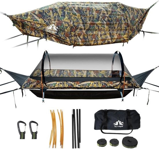 Hammock a Telaio con Rete Antinsettici e Ombrello per Pioggia per 1 Persone (Verde)