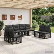 Set di divani da esterno 8 pz Nero e Grigio scuro Poliestere 3437671