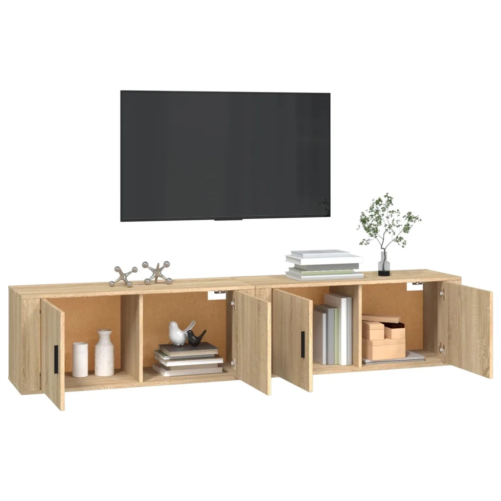 Mobili Porta TV a Parete 2 pz-Credenza per TV Rovere Sonoma 100x34,5x40 cm