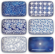 Piastrelle ceramica rettangolari - set da 6 - blu vintage