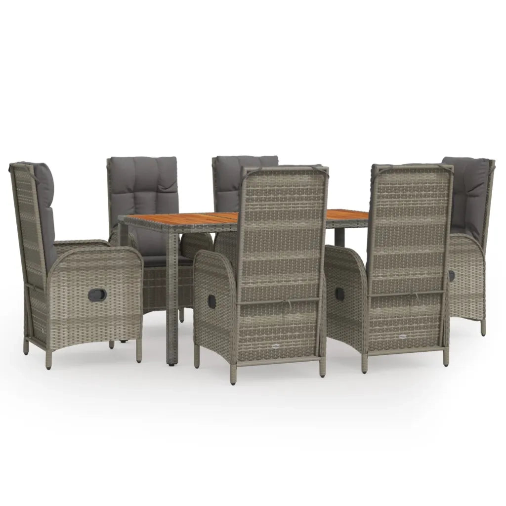 Set da Pranzo da Giardino 7 pz con Cuscini in Polyrattan Grigio 3185041