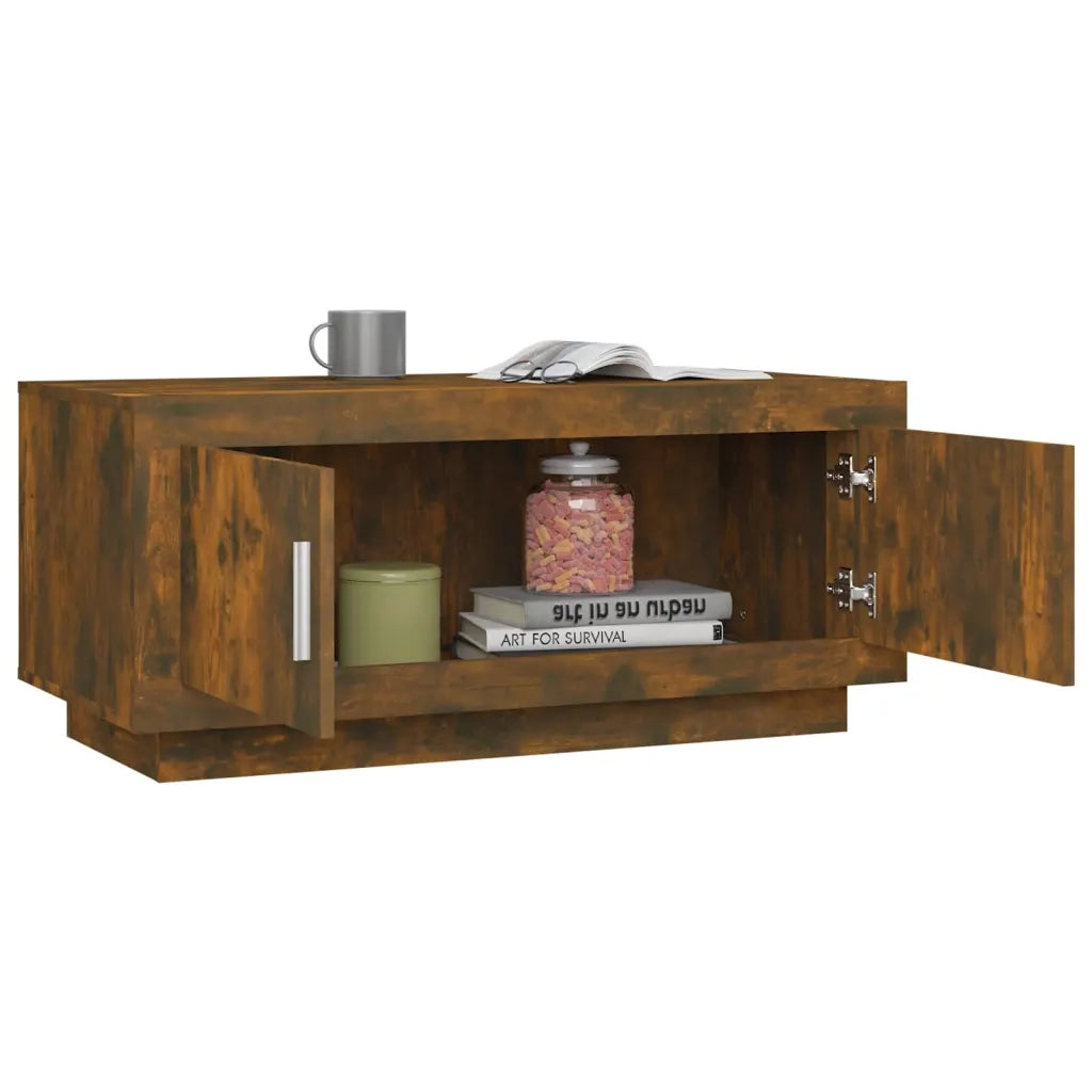 Tavolino da Salotto Rovere Fumo 102x50x45 cm Legno Multistrato 817231