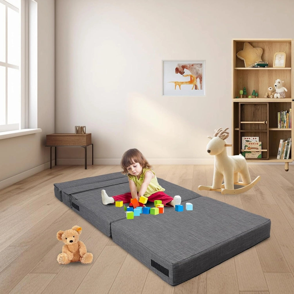 moderno Divano Pieghevole Futon con Cotone di Memoria e Cuscino, Poltrona Lavabile Set, Divano Letto per Ospiti, Grigio Scuro