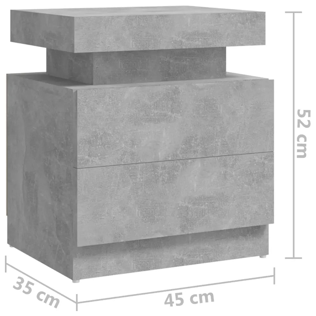 Comodino-Tavolino da notte Grigio Cemento 45x35x52 cm in Legno Multistrato