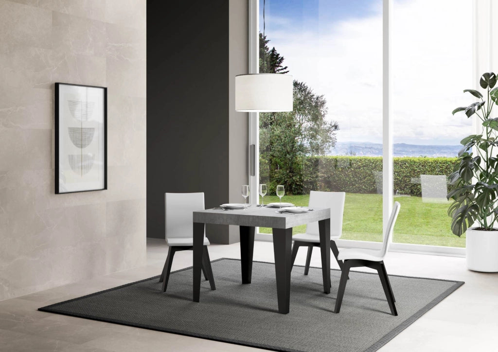 Tavolo allungabile 90x90/246 cm Flaris Premium Cemento telaio Antracite