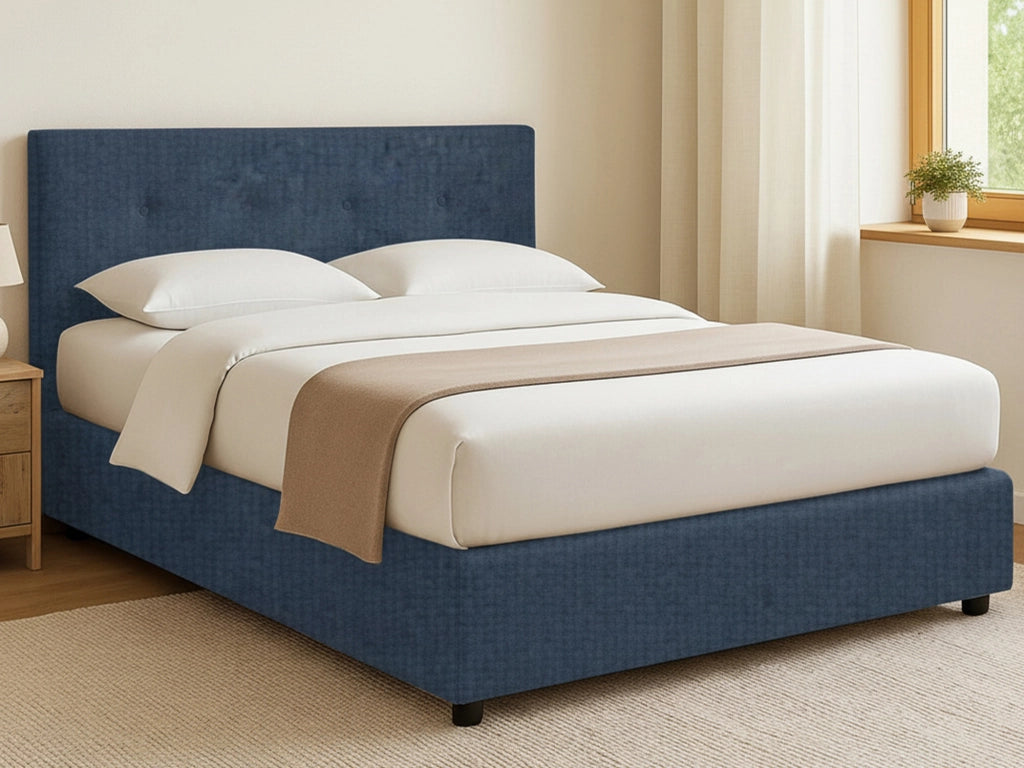 Oxford, Letto Matrimoniale Sfoderabile Made in Italy, blu
