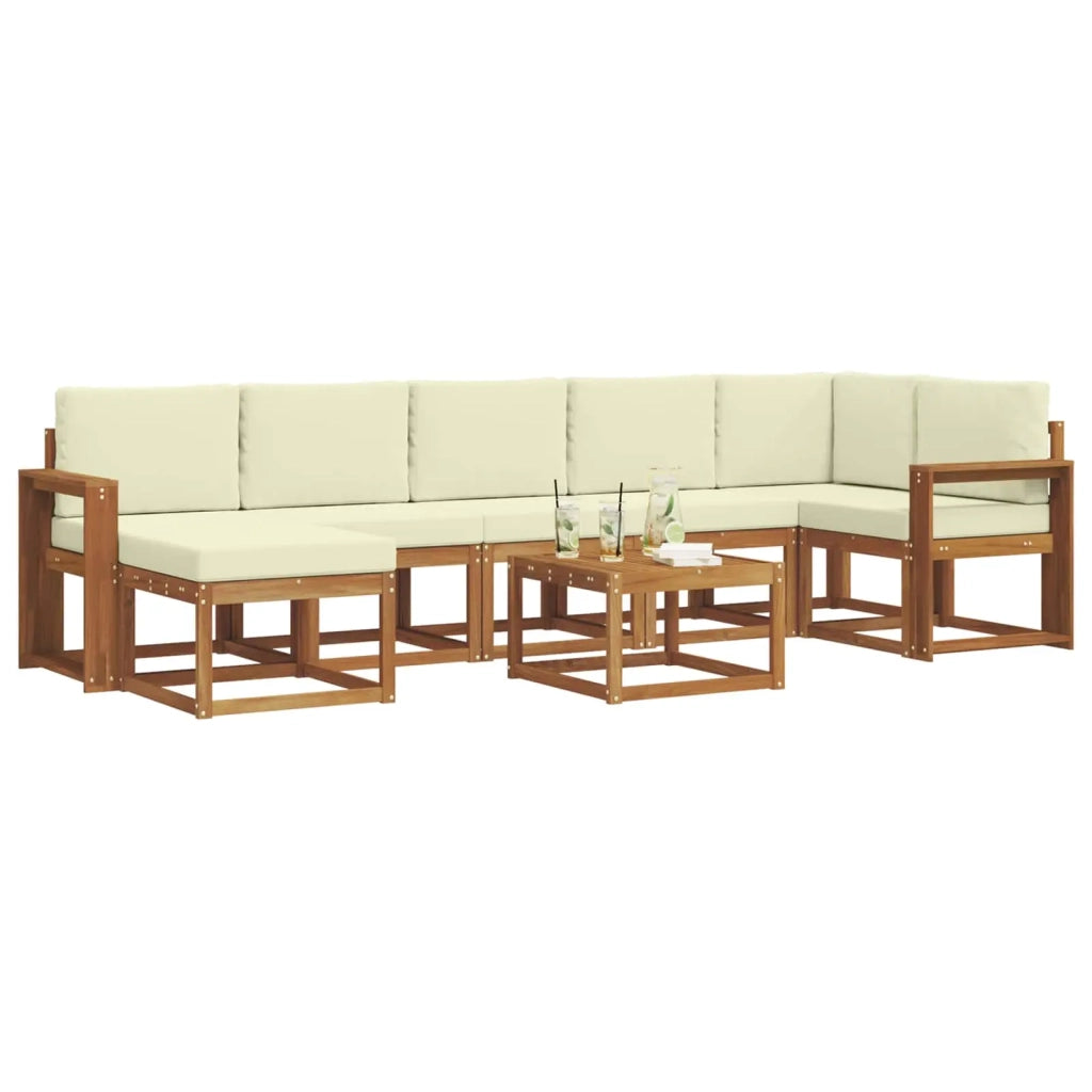 Set di divani da esterno con cuscino 8 pcs Naturale e Crema 3366748