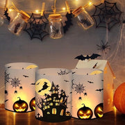 Illuminazione da tavola per Halloween, decorazione da tavola con pompon, pipistrello, strega e ragnatela, outdoor e indoor, per giardino, set per bambini, per luci da tavola o candele