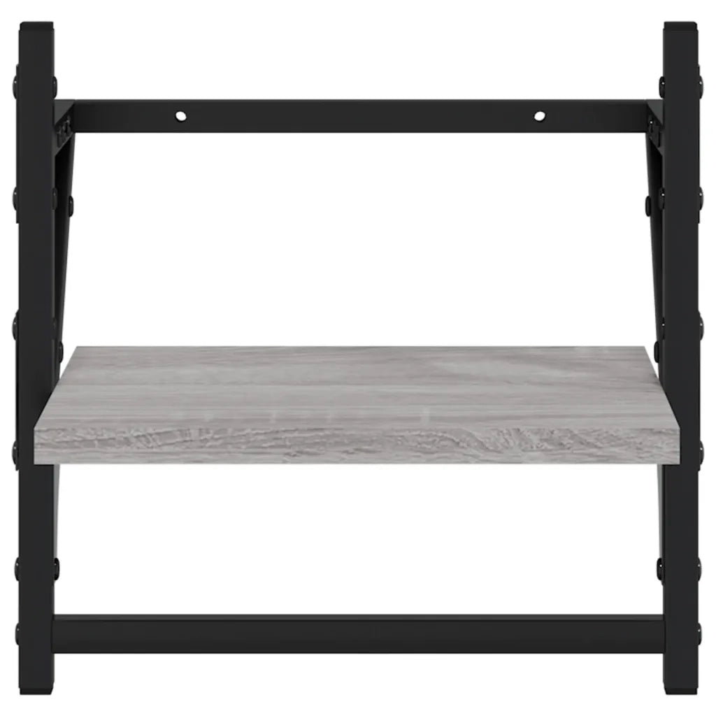 2 pz Mensole a Parete | Scaffale Parete | Ripiano a parete con Aste Grigio Sonoma 30x25x30 cm
