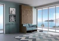 Letto Una Piazza E Mezzo A Scomparsa 120 Kentaro Con Divano E Pensile Noce e Azzurro