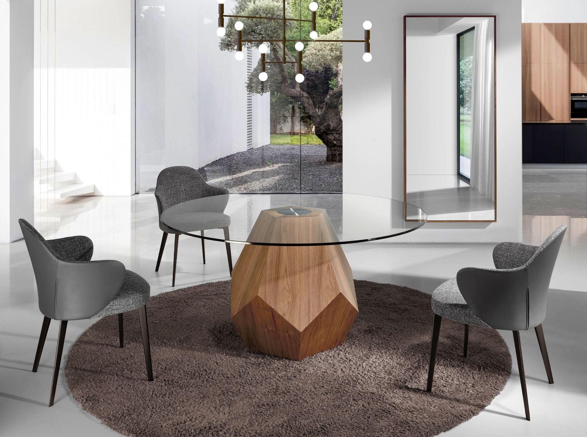 Sedia in tessuto ed ecopelle grigio scuro