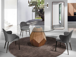 Sedia in tessuto ed ecopelle grigio scuro