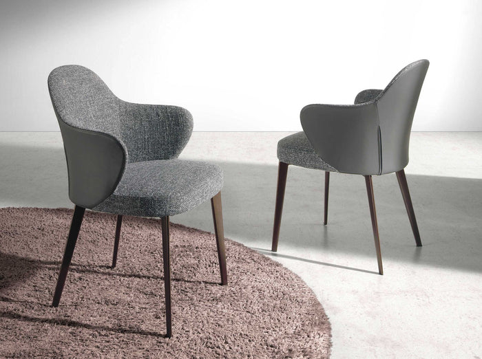 Sedia in tessuto ed ecopelle grigio scuro