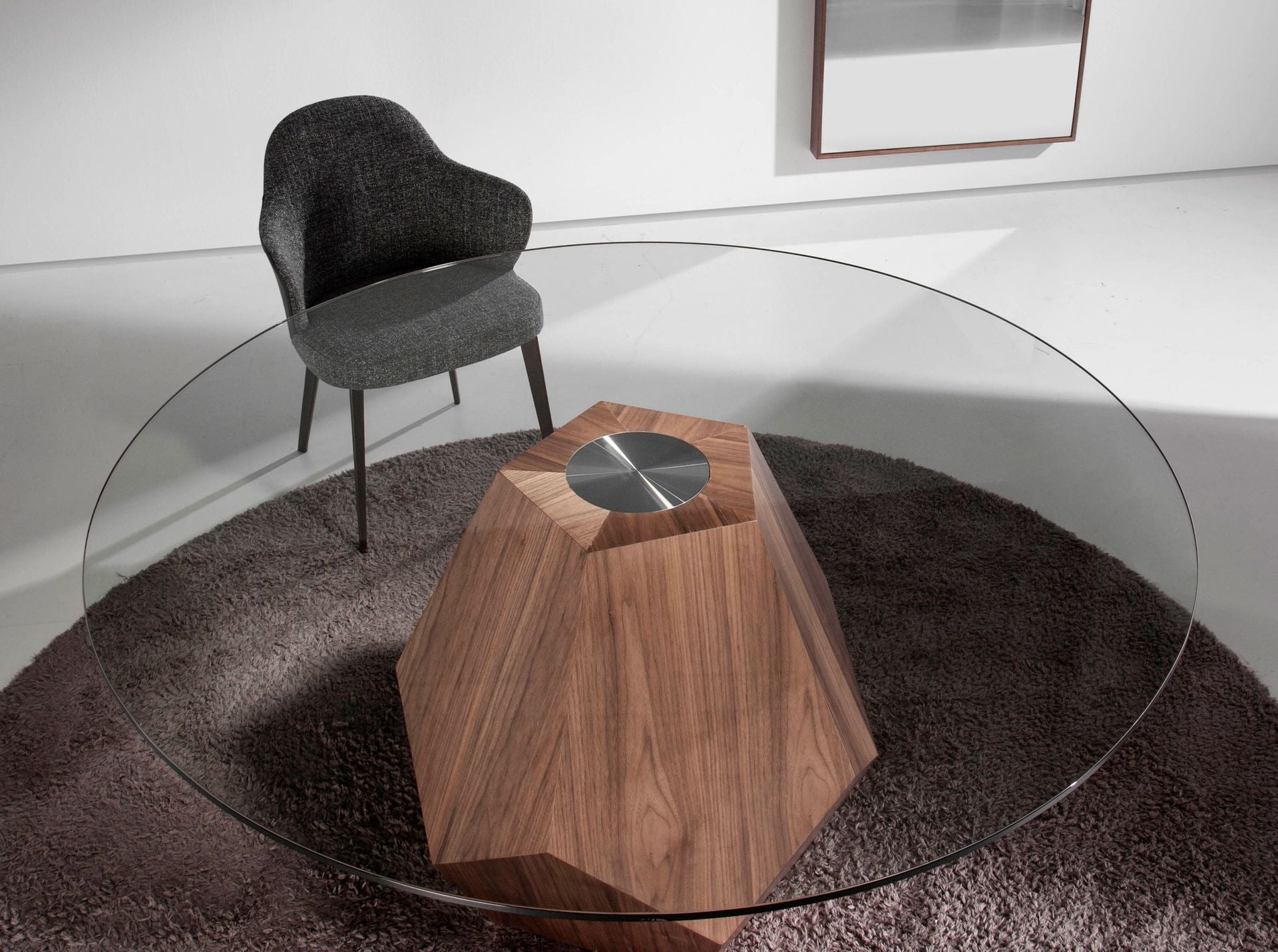 Sedia in tessuto ed ecopelle grigio scuro