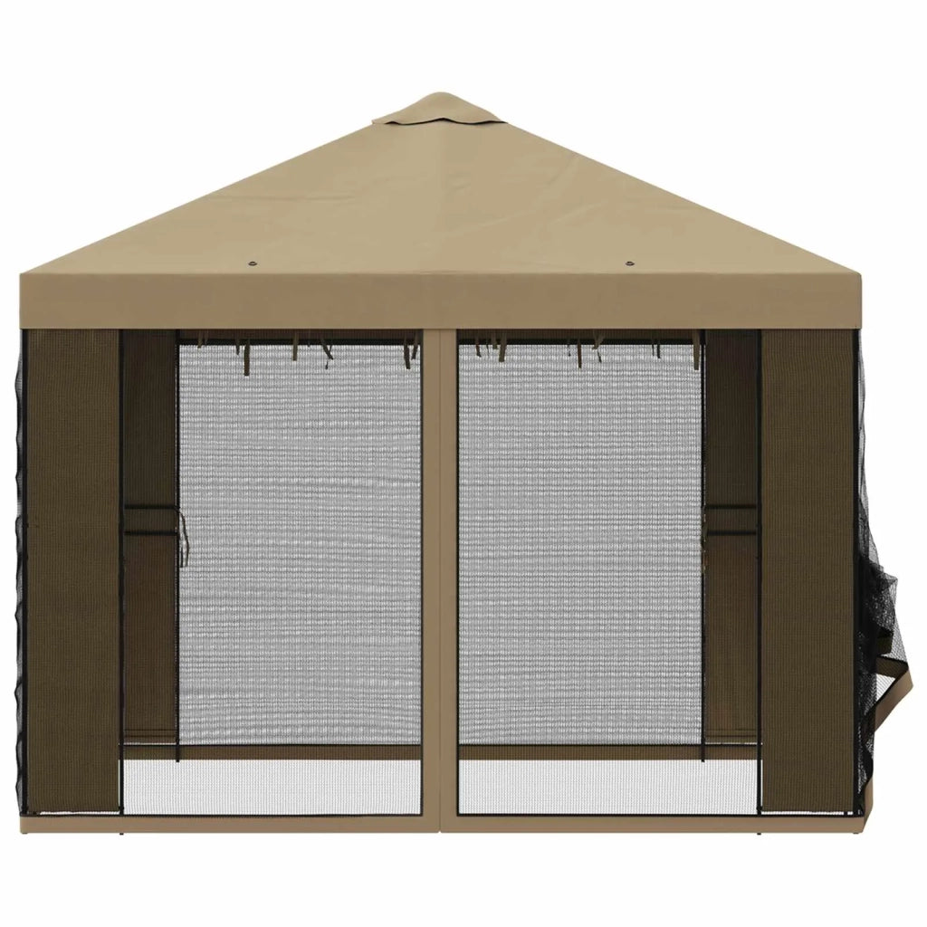 Gazebo da giardino con pareti laterali 3 x 3 m Beige