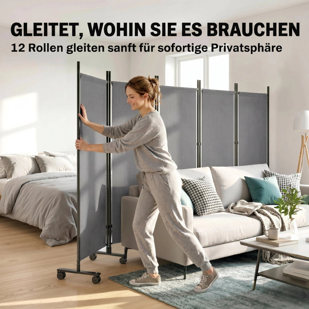 Paravento 5 pannelli ¨C zephmum ¨C 252x40 cm grigio scuro