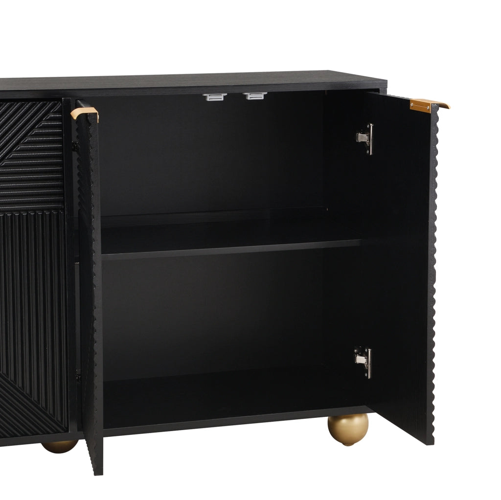 Credenza 120x35x71.5 cm con 4 ante; ripiani regolabili; MDF nero