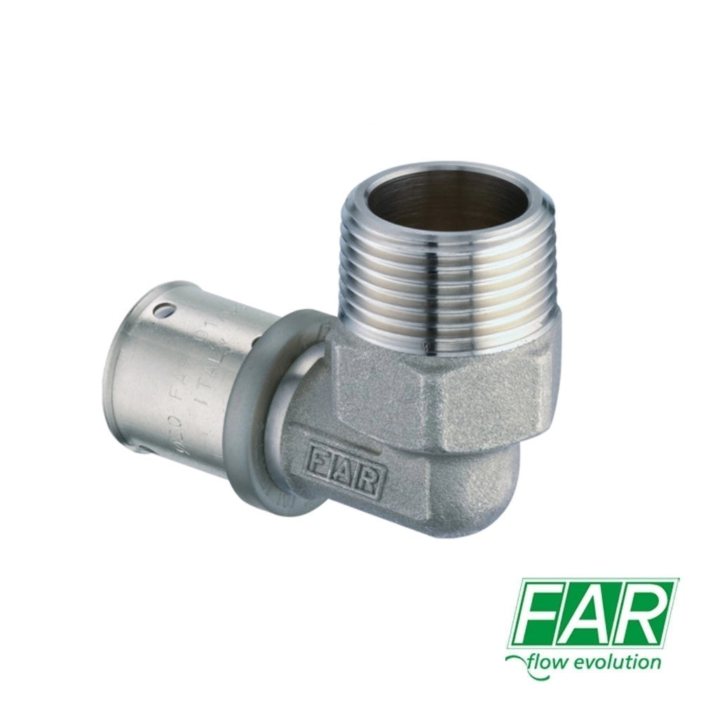Raccordo Gomito 2 Uscite 1/2'' Maschio D.16x2 mm FAR 5904 Per Multistrato