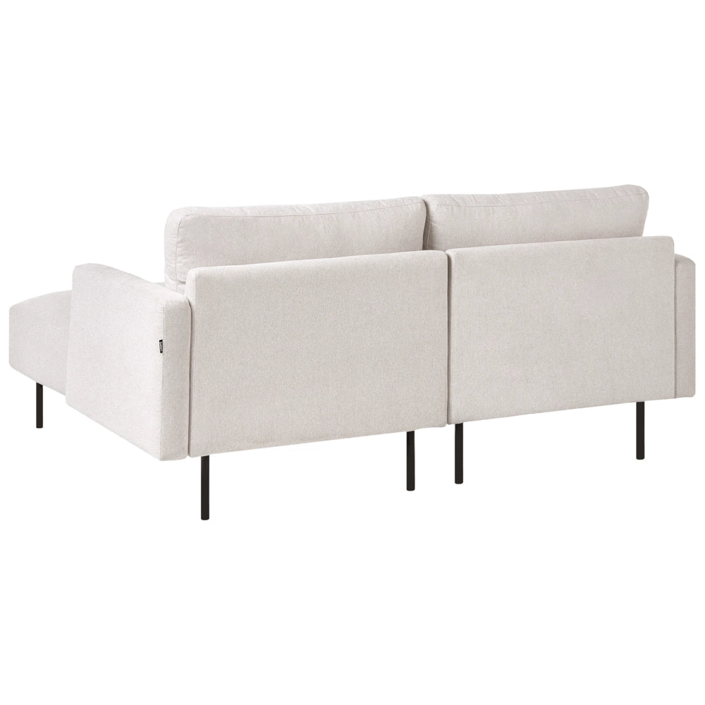 Divano angolare sinistro in poliestere beige 192 x 155 Divano a 2 posti imbottito con gambe in metallo, tessuto e schienale imbottito, moderno e minimalista