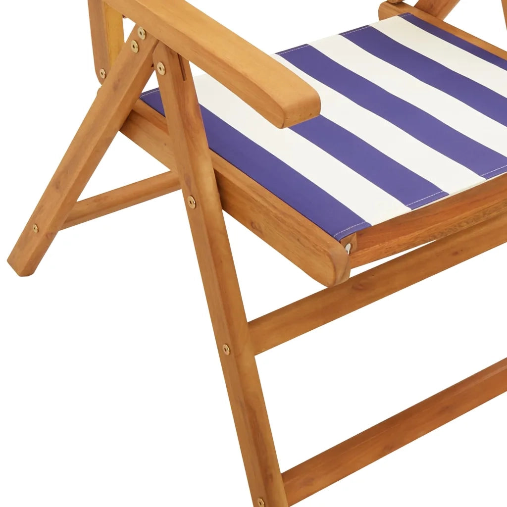 Sedie da Giardino Reclinabili 4 pz Blu e Bianco Tessuto e Legno 3214553