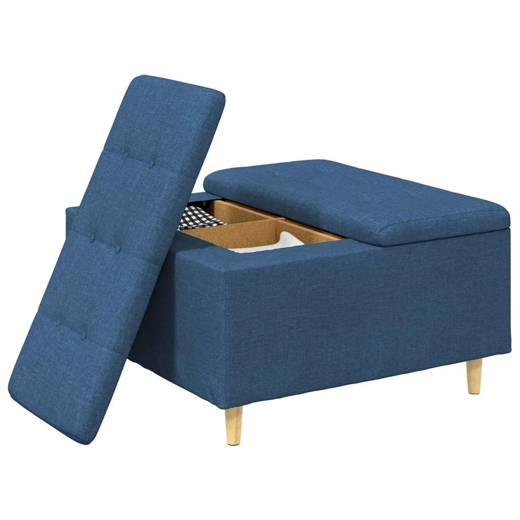 Pouf contenitore con cuscino Blu 80 x 80 x 45 cm Tessuto 876838