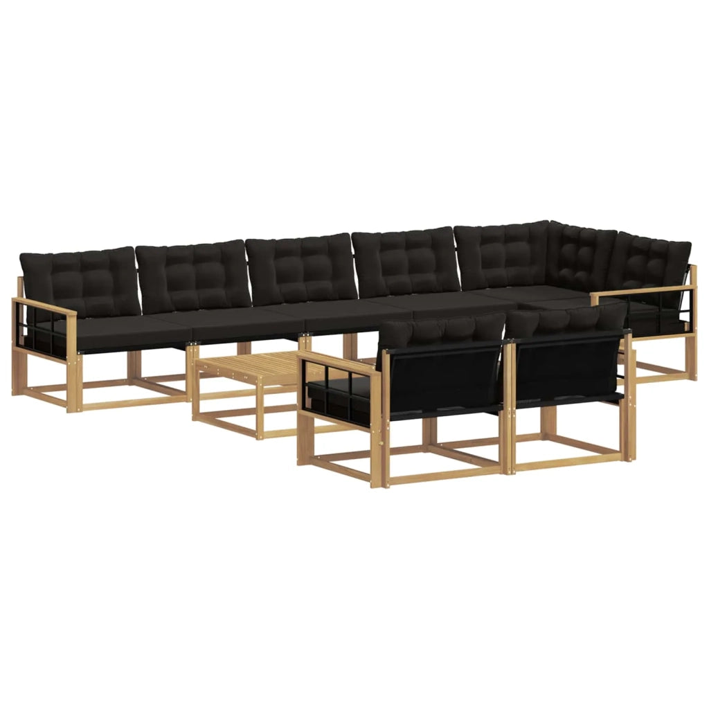 Set di divani da esterno 9 pcs Bianco e Nero 79 x 79 x 37 cm