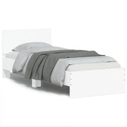 Letto singolo | Letto per adulti | Giroletto con Testiera Bianco 90x200 cm in Legno Multistrato