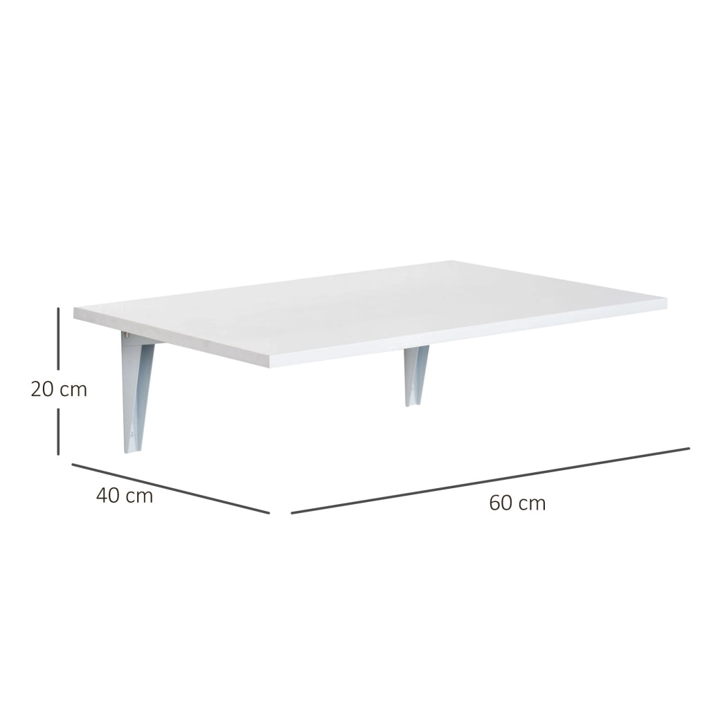 Tavolino da Parete Pieghevole Salvaspazio 60x40x20 cm in MDF Bianco